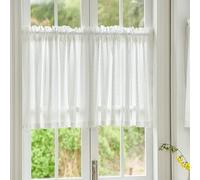 Modern White Window Curtains Short Geometric Pattern Sheer Fabric for Living Room 400x120cm Polyester Cotton Blend Stylish Knitted Design 1 Piece