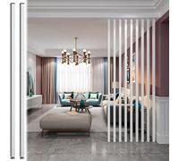 Modern White Wood Room Divider, 2pcs Floor-to-Ceiling Decorative Slatted Screen, Simple Entryway Partition (155cm/61in Height) - Stylish Space Separator