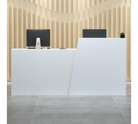 Modern White Wooden Desk with Drawers & Countertop Elegant Office/Salon/Entryway Furniture 240 x 42 x 100 cm Stylish Work Space Solution