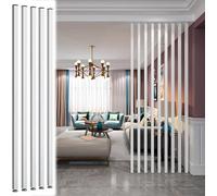 Modern White Wooden Partition Wall Divider - 5pcs Floor-to-Ceiling Slat Decor for Entryway, Simple and Stylish Room Separator (150cm/59in Height)