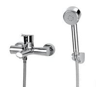 Modern Widespread Chrome Brass Wall Mounted Bathroom Shower Mixer Tap Tub Faucet Shower Set + Handheld/Hand Shower (F8005-308)