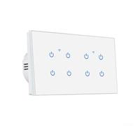 Modern WiFi Intelligent Switch with Tempered Glass Faceplate, Voice Control Integration, Remote for access via Smartphone App, Simple On/Off Function, for zero Fire Certified, White Finish(wifi8)