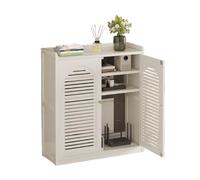 Modern WiFi Router Cabinet with Ventilation & Cord Management Multi-Layer Shelves for Home/Office Storage Stylish White Design (59x25x82cm)