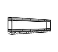 Modern Wine Rack Wall Mounted With LED Light Iron Bar Liquor Shelf Modern Metal Hanging Wine Bottle & Glass Holder Bar Bottle Display Shelf Wine Cups Hanging Holder For Kitchen Living Room(Black-2 tie