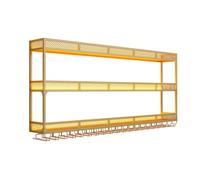 Modern Wine Rack Wall Mounted With LED Light Iron Bar Liquor Shelf Modern Metal Hanging Wine Bottle & Glass Holder Bar Bottle Display Shelf Wine Cups Hanging Holder For Kitchen Living Room(Gold-3 tier
