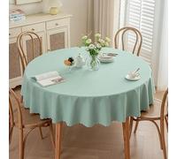Modern Wipeable Waterproof and Wash Free Table Cloth Round Cotton Linen Tablecloths Light Green Luxury Macrame indoor Outdoor Table Cover for Hotel Home Party Dinner Decoration 240 * 240Cm