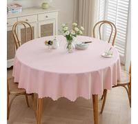 Modern Wipeable Waterproof and Wash Free Table Cloth Round Cotton Linen Tablecloths Light Pink Luxury Macrame indoor Outdoor Table Cover for Hotel Home Party Dinner Decoration 240 * 240Cm
