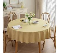 Modern Wipeable Waterproof and Wash Free Table Cloth Round Cotton Linen Tablecloths Light Yellow Luxury Macrame indoor Outdoor Table Cover for Hotel Home Party Dinner Decoration 160 * 160Cm