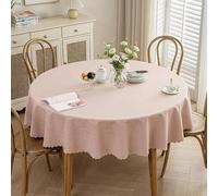 Modern Wipeable Waterproof and Wash Free Table Cloth Round Cotton Linen Tablecloths Pink Luxury Macrame indoor Outdoor Table Cover for Hotel Home Party Dinner Decoration 200 * 200Cm