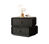 Modern with 2 Ders Rotatable Solid Wood Bedside Table Minimalist Leather Top Bedroom Fur Space-Saving Night nd for Home Decor