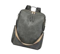 Modern Women's Backpack for Shopping and Daily Use Large PU Leather School Bag, Gray, Bohemian