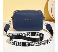Modern Women's Small Square Bag PU Leather Crossbody Handbag with Distinctive Letter Strap for Daily Use (Navy blue)