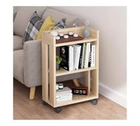 Modern Wood Bookcase - 3 Tier Multi-Functional Storage Shelf with Wheels for Bedroom and Living Room Organization