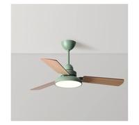 Modern Wood Ceiling Fan With LED Lights Smart Dimmable Kitchen With Remote