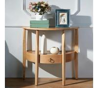 Modern Wood Console Table with 4 Legs & 1 Drawer HalfRound Side Table for Sofa Solid Wood Corner Table for Small Apartments (Natural 66 cm)