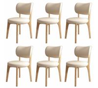 Modern Wood Dining Chairs Set 6 PCS Upholstered Kitchen Chairs with Curved Backrest for Living Room & Dining Room Farmhouse Style Armless Side Chairs (Color 8)
