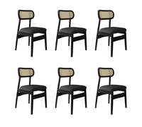 Modern Wood Dining Chairs Set of 4 Easy Care Rattan Back Dining Room Chairs in Black Stylish and Comfortable for Dining Areas Perfect for Home Decor