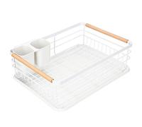 Modern Wood Handle Dish Rack and Drain Board, Attom Tech Home 16.5" x 12" x 5.5" Kitchen Plate Cup Dish Drying Rack Tray Cutlery Dish Drainer