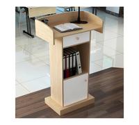Modern Wood Lectern Podium, Multi-Functional Pulpit with Large Reading Surface & Storage Rack, Premium Quality for Presentations, Public Speaking & Events