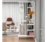 Modern Wood Room Divider - Versatile Floor-to-Ceiling Space Separator with B Legs Wall Panels & Shelves - Slish White Design 39in/100cm for Home & Office Use