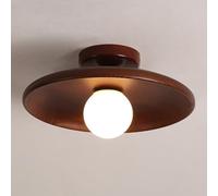 Modern Wood Semi Flush Mount Ceiling Lamp - Globe Lighting Fixture with White Glass Ball for Hallway, Entryway, Corridor, and Loft - Stylish Round Design