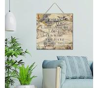 Modern Wood Signs It Doesn't Matter Where You're Going It's Who You Have Beside You Painted Wood Plaque Sign Quote Positive Antique World Map Pictures Wall Art Décor Signs for Living Room House 12x12