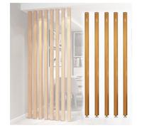 Modern Wood Slat Room Divider 4-Piece 170cm/66.9in Freestanding Partition Wall for Studio Apartment Entryway - Stylish Floor-to-Ceiling Privacy Solution