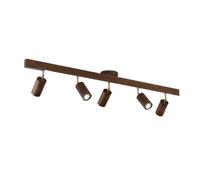 Modern Wood Track Light Ceiling Spotlight Adjustable Directional Flush Mount Fixture Contemporary Home Decor Wooden Spot Lamp for Kitchen Bedroom Hallway(Three-Color Dimmable,1 Head)/Warm Light/5 Head