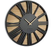 Modern wood wall clock Roman LOFT 50cm diameter oak black silent movement living room bedroom