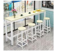 Modern Wooden Bar Table, Counter Height Dining Table, Narrow Rectangle Console Sofa Table with Black and White Frame, Long Breakfast Kitchen Table