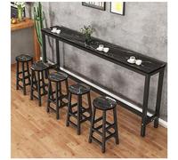 Modern Wooden Bar Table, Counter Height Dining Table, Narrow Rectangle Console Sofa Table with Black and White Frame, Long Breakfast Kitchen Table
