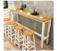 Modern Wooden Bar Table, Counter Height Dining Table, Narrow Rectangle Console Sofa Table with Black and White Frame, Long Breakfast Kitchen Table