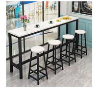 Modern Wooden Bar Table, Counter Height Dining Table, Narrow Rectangle Console Sofa Table with Black and White Frame, Long Breakfast Kitchen Table