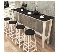 Modern Wooden Bar Table, Counter Height Dining Table, Narrow Rectangle Console Sofa Table with Black and White Frame, Long Breakfast Kitchen Table