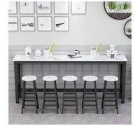 Modern Wooden Bar Table, Counter Height Dining Table, Narrow Rectangle Console Sofa Table with Black and White Frame, Long Breakfast Kitchen Table