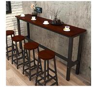 Modern Wooden Bar Table, Counter Height Dining Table, Narrow Rectangle Console Sofa Table with Black and White Frame, Long Breakfast Kitchen Table