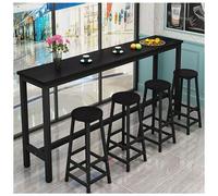 Modern Wooden Bar Table, Counter Height Dining Table, Narrow Rectangle Console Sofa Table with Black and White Frame, Long Breakfast Kitchen Table