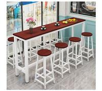 Modern Wooden Bar Table, Counter Height Dining Table, Narrow Rectangle Console Sofa Table with Black and White Frame, Long Breakfast Kitchen Table