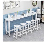 Modern Wooden Bar Table - Rectangle Console Table for Home Bar Counter Height Dining & Breakfast Narrow Design (100x30x100cm White & Black Frame)