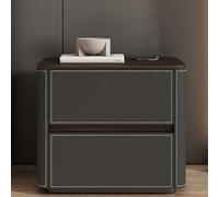 Modern wooden bedside table with 2 drawers and leather side table - Stylish storage solution for living room and office, perfect for bedroom decoration and organizing utensils