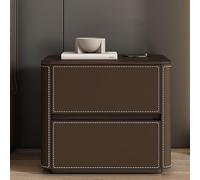 Modern wooden bedside table with 2 drawers and leather top - Stylish side table with storage space for office and living room, perfect for bedroom and living area
