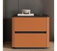 Modern wooden bedside table with two drawers and leather side table - Stylish storage solution for office and living room, perfect for bedroom and living area