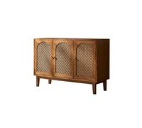 Modern Wooden Buffet Cabinet with Rattan Design - Stylish Sideboard for Kitchen Living Room & Entrance Hall - Versatile Storage Solution for Tea & Dining Essentials