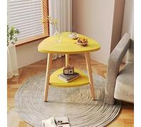 Modern Wooden Center Coffee Table for Living Room Sturdy and Easy Assembly Yellow Triangle Design for Stability