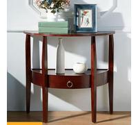 Modern Wooden Console Table with 4 Legs & 1 Drawer Brown SemiCircular Side Table for Small Apartments Stylish Solid Wood Sofa Corner Table (66 cm)