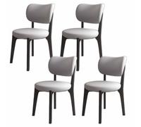 Modern Wooden Dining Chair, Curved Backrest, Upholstered, Rustic Style, Armless Design, Perfect for Kitchen & Living Room, (Color1, 1PC)