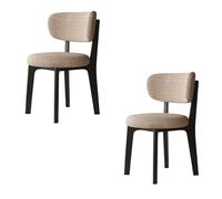 Modern Wooden Dining Chair Set - Classic Cotton & Linen Upholstery Removable & Washable Covers Stylish Black & Khaki Set of 2 for Kitchen & Restaurant