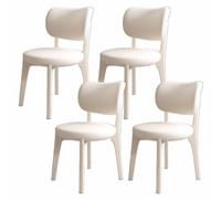 Modern Wooden Dining Chair, Upholstered Curved Back, No Arms, Rustic Style, Sturdy Wood Frame, Ideal for Kitchen & Living Room (Color1, 1PC)