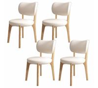 Modern Wooden Dining Chair with Curved Back, Upholstered Rustic Style, Arm-Free Design, Perfect for Kitchen & Living Room (Color1, 1PC)