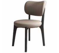 Modern Wooden Dining Chair with Curved Back, Upholstered, Rustic Style, Armless Design for Kitchen & Living Room, 1PC (Color1)